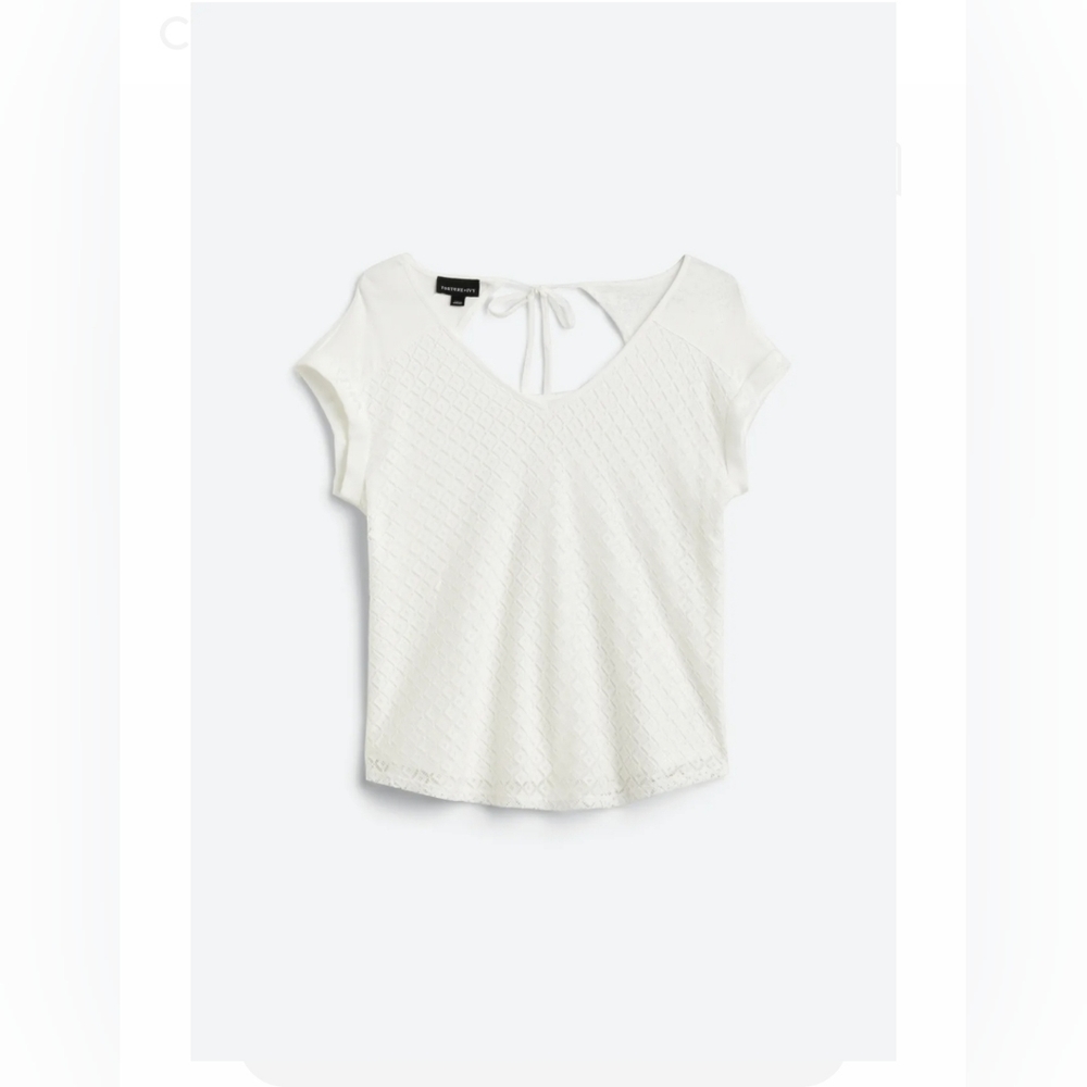 FORTUNE + IVY Cheylee Tie Back Eyelet Detail Top